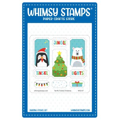 Whimsy Stamps Terrific Tickets Christmas Layering Stencil